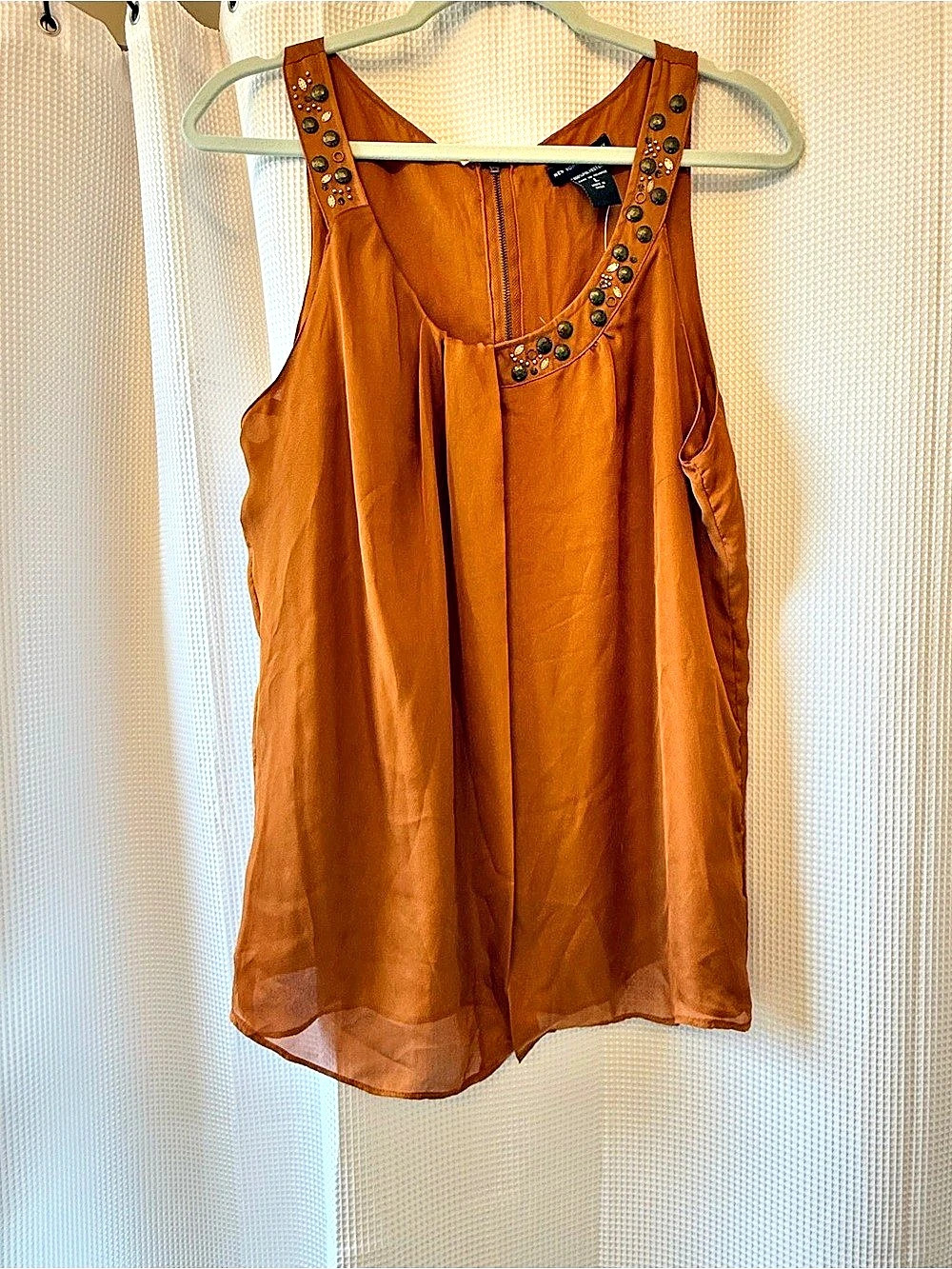 New York & Company Embellished Tank Top in Burnt Orange Large-NWT